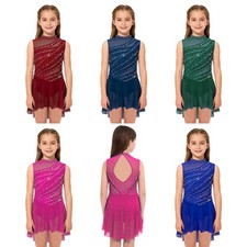 Girls Skirted Dance Tutu Dress Stage Performance Leotard Athletic Ballerina