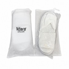 Vdara Hotel Spa New White Slippers Disposable Travel Spa Slippers 2 Pair