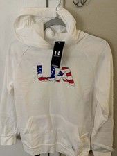 Under Armour Rival Fleece Freedom Wordmark Boys' Hoodie White Youth Large