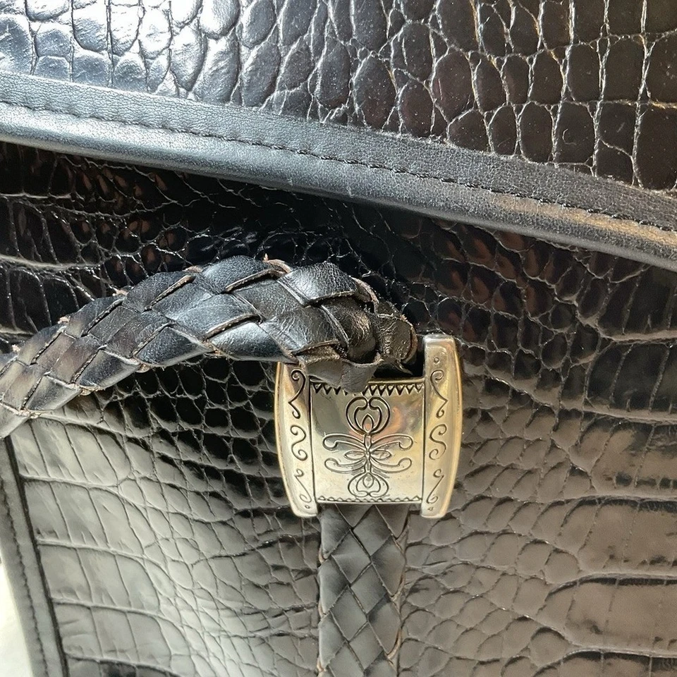 Brighton бизнес кожаный портфель черный крок ноутбука наплечная сумка Messenger винтажный - Изображение 4 из 4