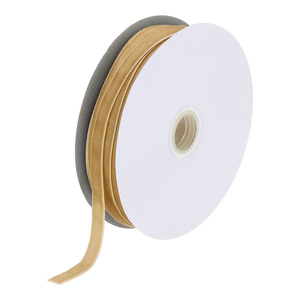 "Samtband Geschenkverpackung 50Yard X 3/8\" Dunkel Khaki Einseitiges Samtbandrolle"-image