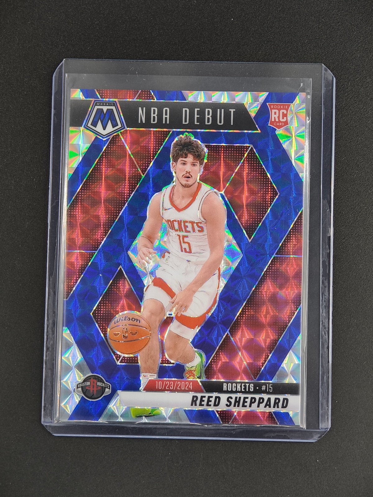 Reed Sheppard RC 2024-25 Panini Mosaic NBA Debut Choice Blue Mosaic 22/45 [3hk