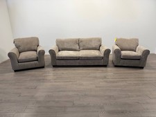 Taylor Fabric Sofa & Armchair Set – 3 Seater Beige with 2 Matching Chairs