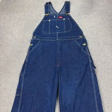 Dickies Dungarees Adult 32x32 Blue Overalls Denim Bib Work Wear Carpenter Men