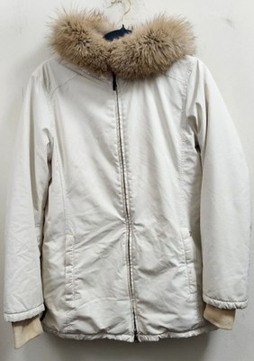PRADA Sport Linea Rossa Gore-Tex Jacket Womens 42 White Real Fur