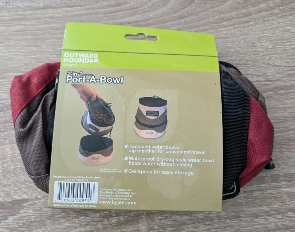 Tazón de viaje portátil 2 en 1 de comida/agua para perros - Port-A-Bowl Outward Hound marca Foto 3 de 4