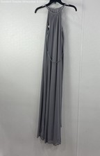 Davids Bridal Womens Gray Solid 31110201 Halter Maxi Formal Dress Size 4