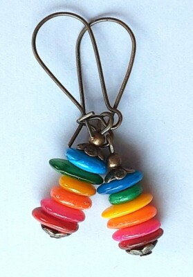 CARNIVAL SHELL Color DROPS kidney wire or leverback CHOOSE X2