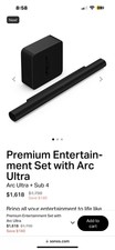 Sonos Arc Soundbar With Subwoofer