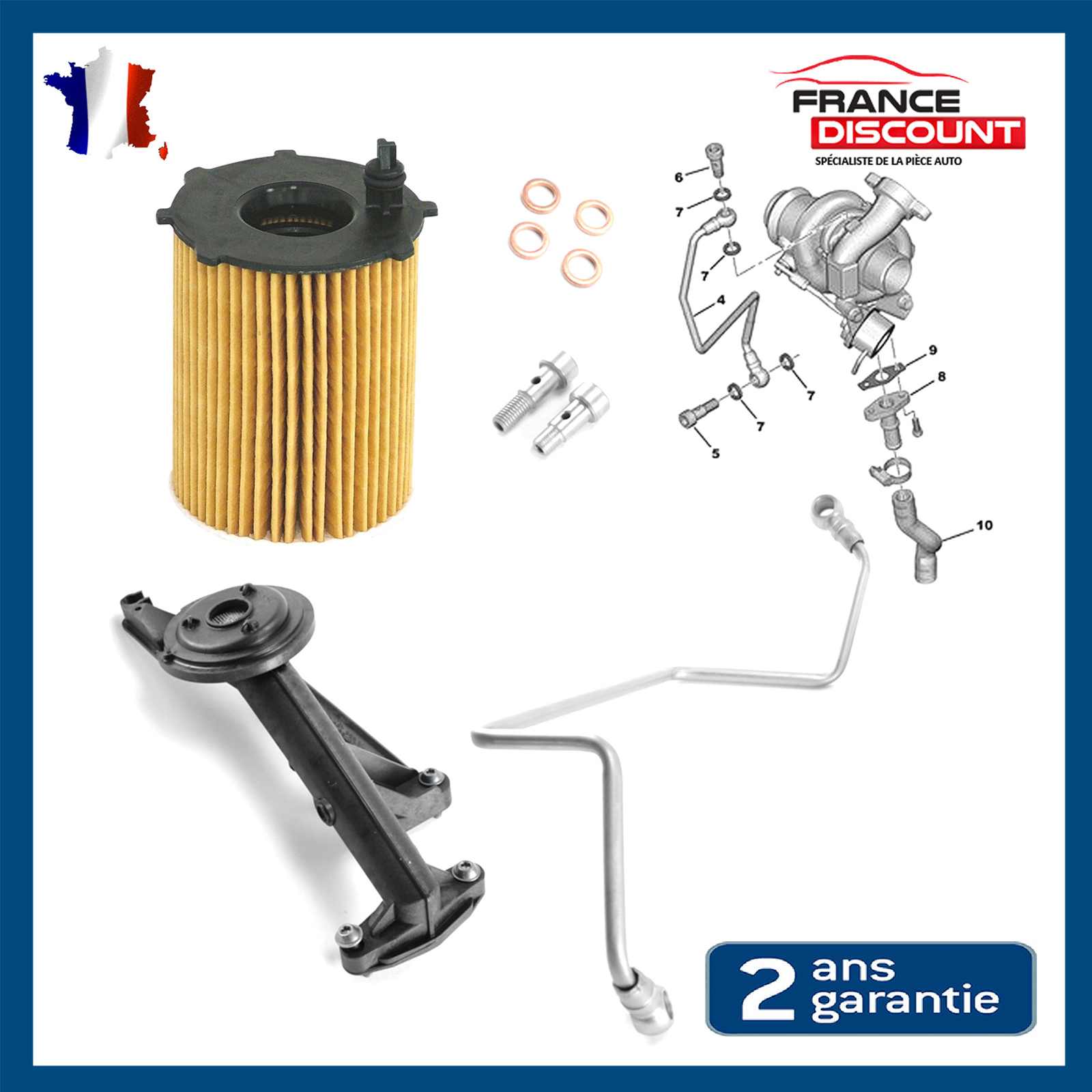 Kit montage de turbo étanche en acier renforcé pour Focus II et C-Max 1.6 TDCI