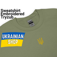 Green Zelensky Embroidered Tryzub Sweatshirt Mens Womens Unisex Ukraine Trident