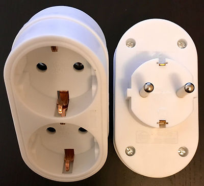 # 2x Steckdosenadapter 2er Schukoverteiler Reisestecker EU Schuko Steckdose Z GG
