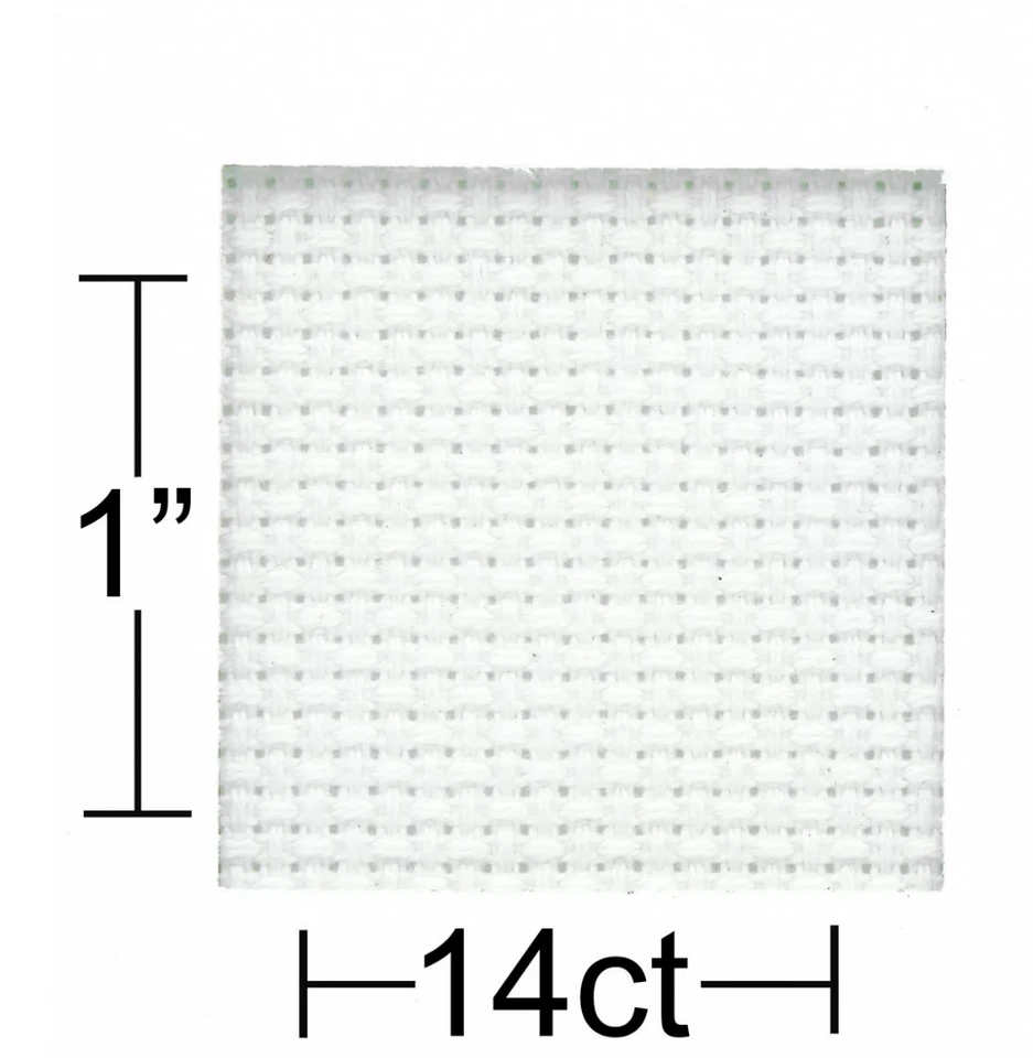 Tela Aida ~ Tela de punto de cruz ~ 12"x18" ~ 100% algodón - 14 unidades ~ Blanco puro Foto 2 de 2