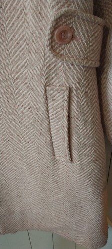 Herbst Winter Mantel Damen Zweireiher Rosa Tweed Wolle Langmantel - Bild 9 von 13