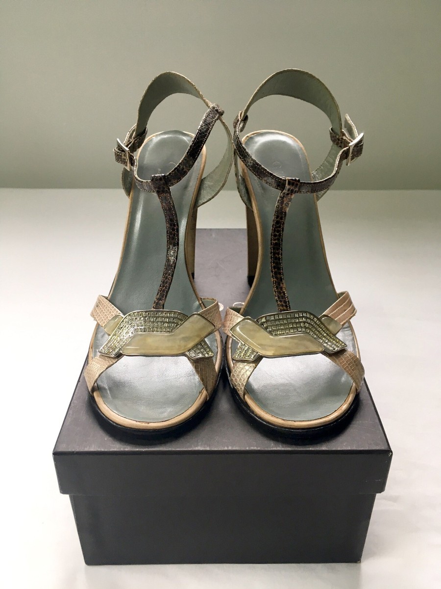 Vintage Gucci Tom Ford S/S 2000 T-Strap Block Heel Sandals