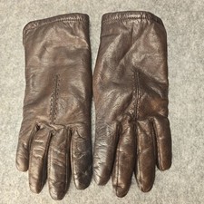 Brown Leather Fur Lined Gloves Small