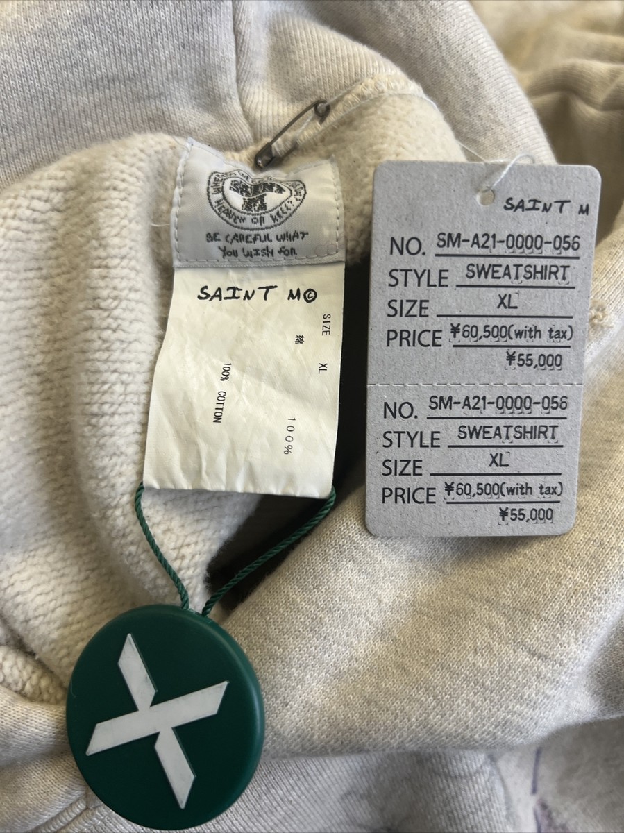 Saint Michael X Dr Woo Men's Cotton Grey Sweatshirt Hoodie Saint Michael X Dr Woo Men's Cotton Grey Sweatshirt Hoodie