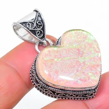 Australian Triplet Opal Gemstone Vintage Pendant Handmade Heart Jewelry 1.80"