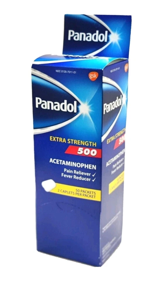 PANADOL 500 mg Extra Strength Caplets Family Size Pain Reliever 50 PKS EXP. 1/25 - Image 2 of 4