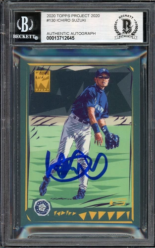 ICHIRO SUZUKI TOPPS PROJECT 2020 NATUREL CARD GEM 10 AUTO BLUE /5 BECKETT