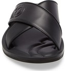 100% AUTH NEW MEN FERRAGAMO PEGASO GANCIO BLACK SLIDE LEATHER SANDALS US 8 M — photo 4