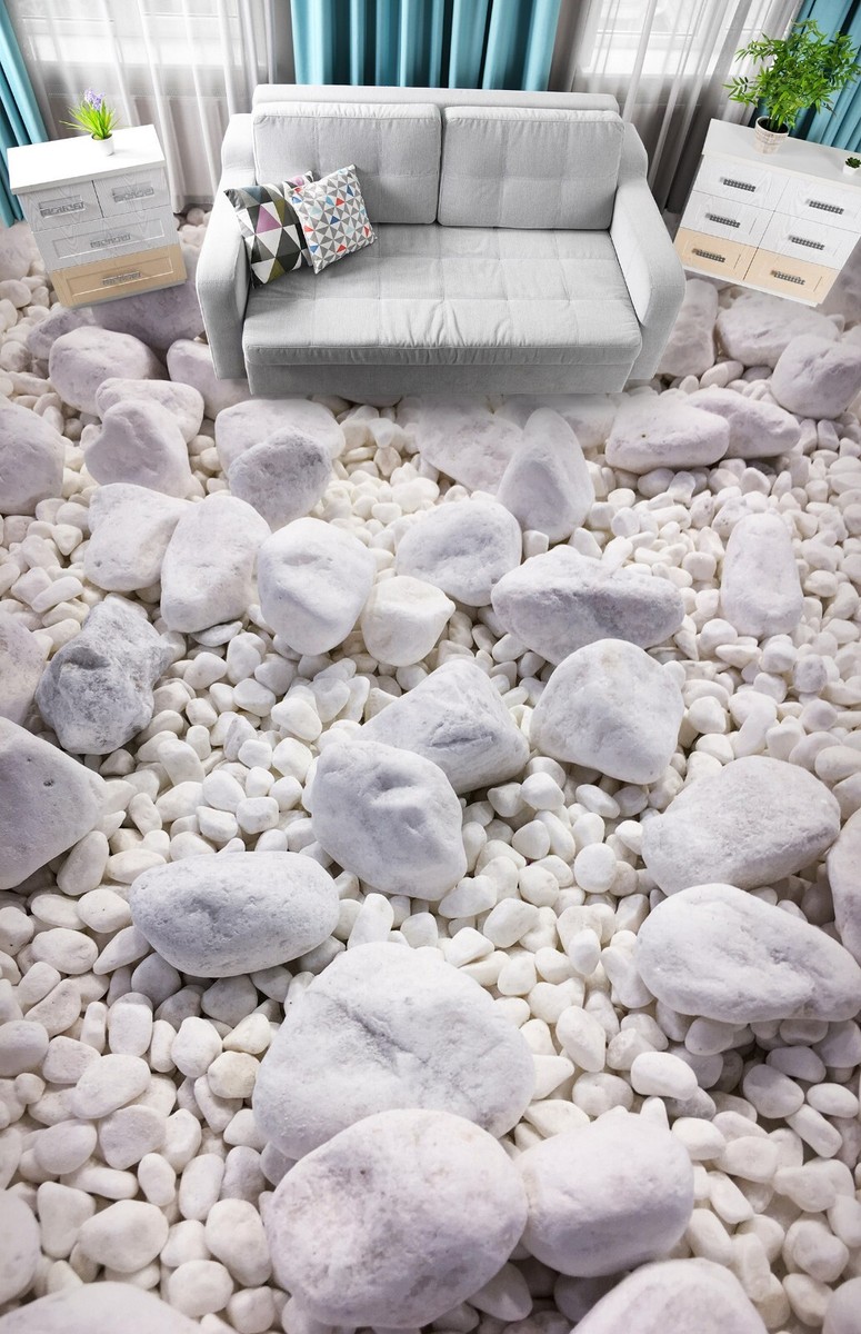 3D White Stone SKE2219 Floor WallPaper Print Decal Epoxy Floor