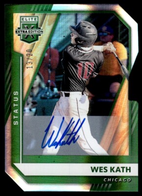 Wes Kath 2021 Panini Elite Extra Edition Auto Status Green 13/20 White Sox