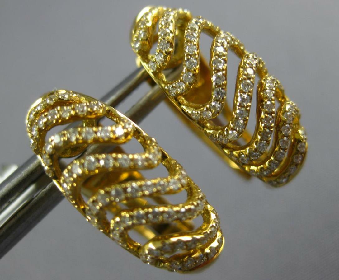 FILA ESTATE .44CT DIAMOND 18KT YELLOW G 3D MULTI ROW LEAF CLIP ON HANGING EARRINGS