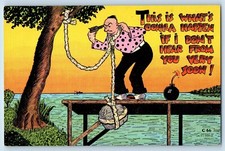 Signed Artist Postcard Humor Morbid Suicide Hanging With Gun c1930's Vintage