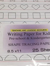 Writing Paper for Kids -  SHAPE TRACING PAPER - 11X 8.5 in, 20 lb, 25 sheets