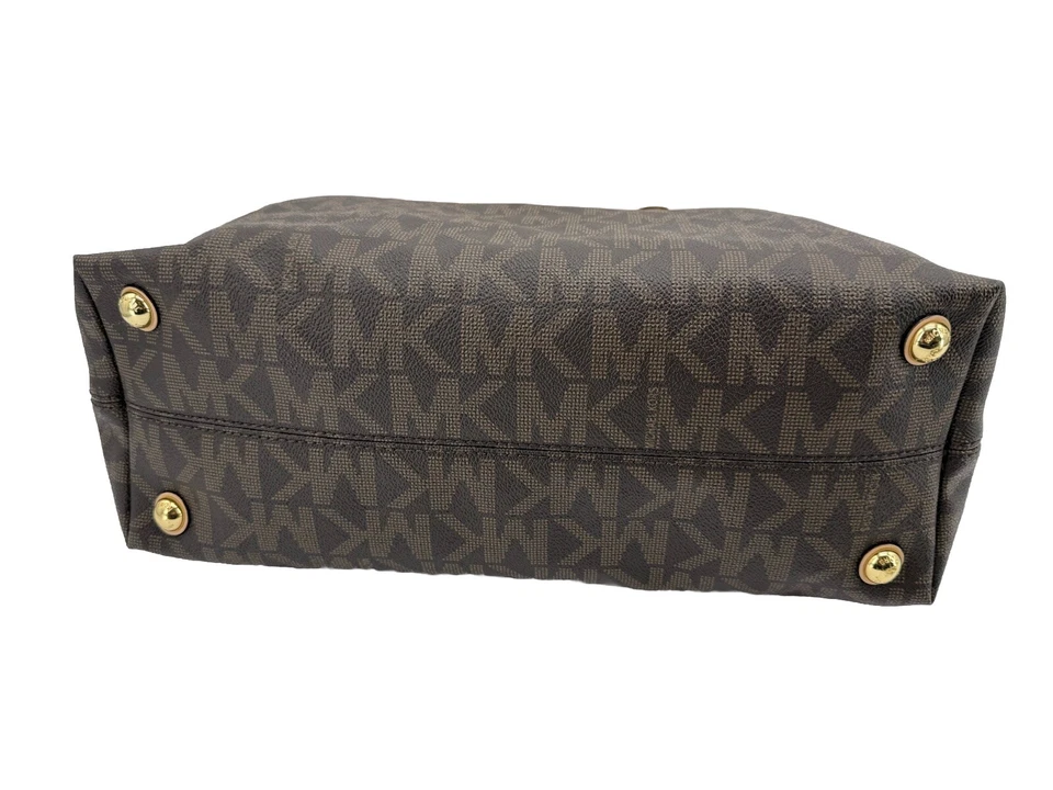 Bolso de Mano Michael Kors Jet Set Multifunción Marrón Logo PVC Grande Doble Asas Foto 4 de 4