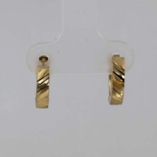 14K Solid Yellow Gold Huggie Hoop Earrings 1.2 Grams