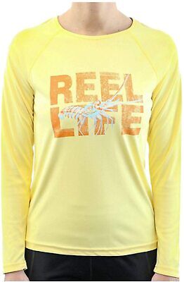 Reel Life Women's Sun Ray Defender Long Sleeve UV T-Shirt in Pale Yellow,  NEW 