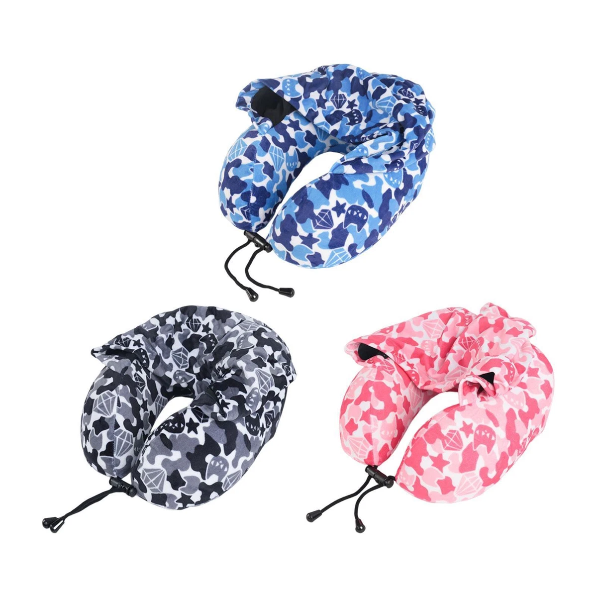 Memory foam travel top pillow with hood