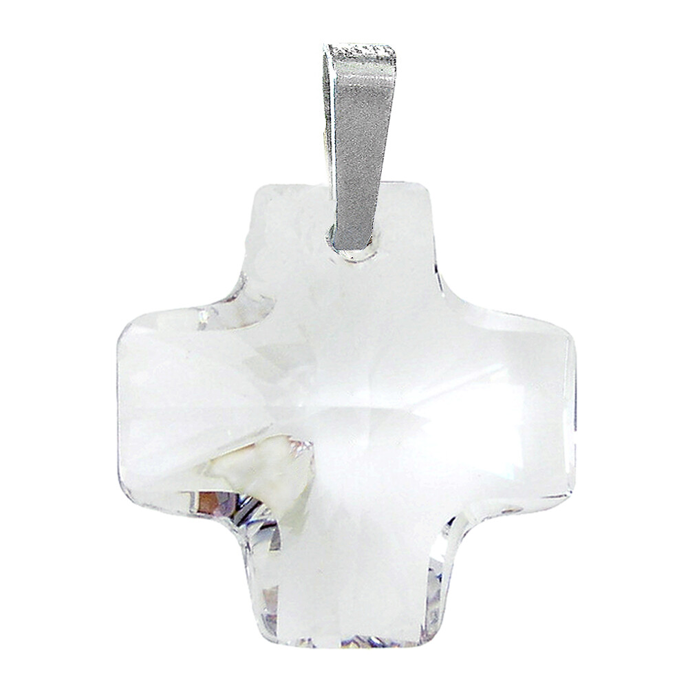 Kreuz Anhänger mit Swarovski Kristall in Transparent Klar