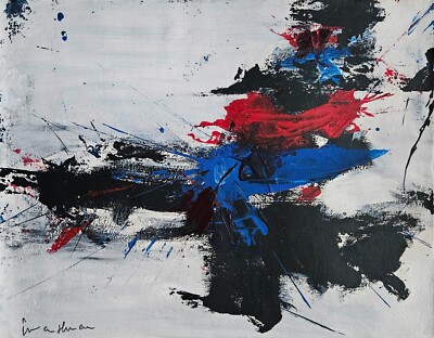 Georges Mathieu Signed French Abstract Oil Painting on Canvas - Modern Art