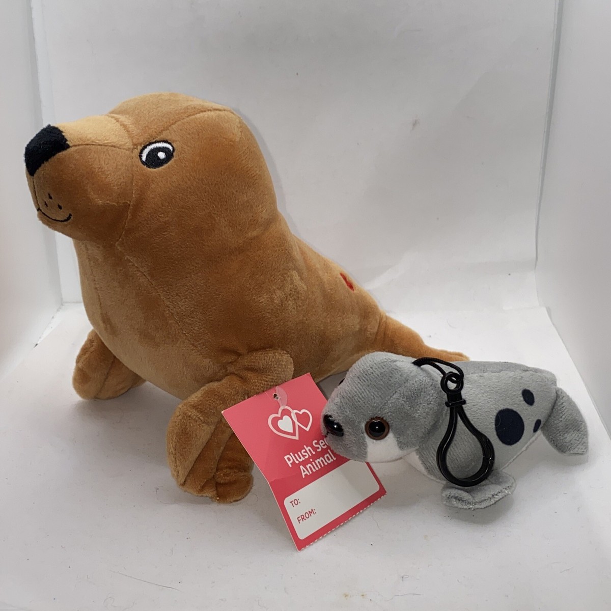 NWT HomerBest Brown Sea lion Plush Animal Watch Club Small Clip Grey  Spotted