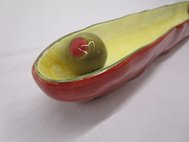 Bella Casa by Ganz Olive Appetizer Serving Tray 16.5" Yellow & Terra Cotta - Image 2 of 4