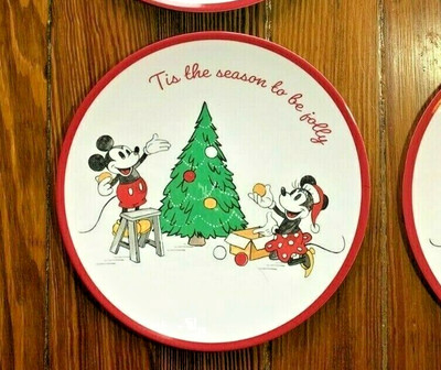 Pottery Barn Mickey Mouse holiday Christmas Plate Disney winter party school kid