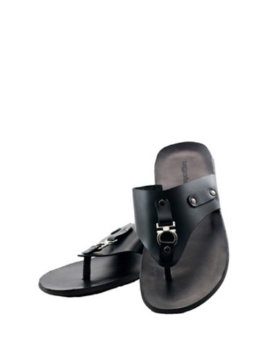 new RRP $140 EGOIST BLACK LEATHER SLIP ON THONGS SHOES SANDALS 45