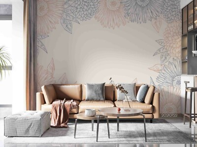 3D Hand Drawn Floral Pattern Self-adhesive Removable Wallpaper Murals Wall 87