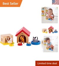Multicolor Wooden Animal Play Set   3-Piece Family Pets for Dollhouse Adventures