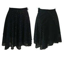 Ladies Ballroom Latin Dance Skirt Skate Wrap Salsa Tango Chiffon Dancewear