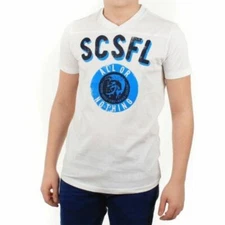 DIESEL JUNIOR BOYS 'TISZI' SS T-SHIRT "ALL OR NOTHING" PRINT WHITE 4Y-7Y MSRP 39