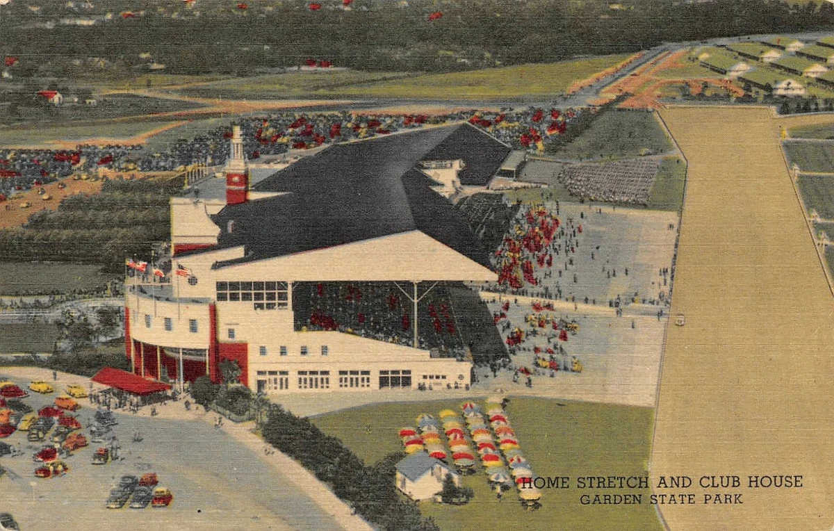 Garden State Park Race Track Club House Aerial View Cherry Hill, NJ Vtg  Postcard