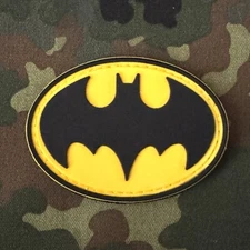 BATMAN SYMBOL LOGO PVC Morale Patch Hook Back TACTICAL MILITARY DC COMICS YLW