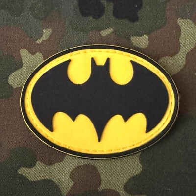 CYKOVISUALS BATMAN SYMBOL LOGO PVC Morale Patch Hook Back TACTICAL MILITARY DC COMICS YLW