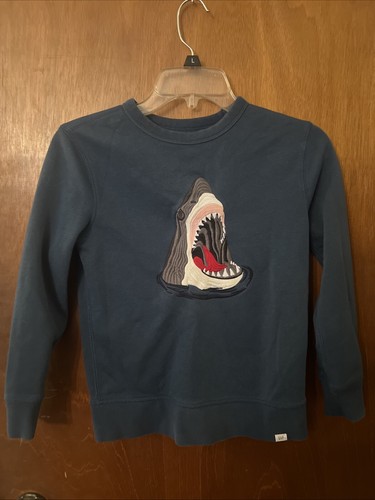 GAP Kids Boys Embroidered Shark Crew Pullover Sweatshirt - Size M (8)- EUC - Picture 3 of 9
