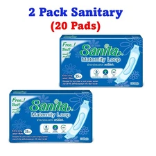 2 x 10 Pads Sanitary Napkin Towels Loop Hospital Long Extra 35cm Free Belt