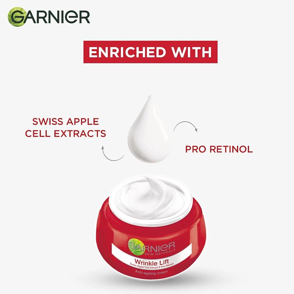 Garnier Skin Naturals Wrinkle Lift Anti Ageing Cream, Moisturizing, Forming 40g - Image 4 of 4